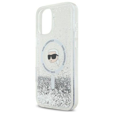 Karl Lagerfeld KLHMP16MLGKISGH iPhone 16 Plus 6.7" hardcase transparent Liquid Glitter Karl Head Magsafe