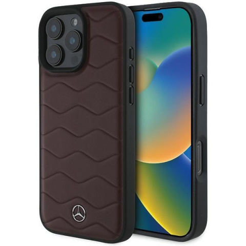 Mercedes nakładka do iPhone 16 Pro Max 6,9" MEHCP16X23RWRSR Hardcase MB Waves Leather czerwona