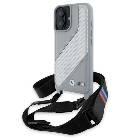 BMW BMHCP16S23PSCCG iPhone 16 6.1" szary/grey hardcase M Edition Carbon Stripe & Strap