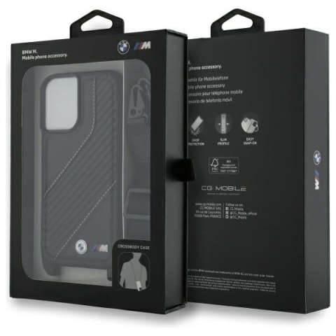 BMW BMHCP16S23PSCCK iPhone 16 6.1" czarny/black hardcase M Edition Carbon Stripe & Strap