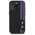 BMW BMHMP16L23SCUK iPhone 16 Pro 6.3" czarny/black hardcase Silicone Cut Tricolor Lines MagSafe