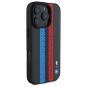 BMW nakładka do iPhone 16 Pro 6,3" BMHMP16L23PUPTK Hardcase M Perf, Tricolor Printed Stripes MagSafe czarna