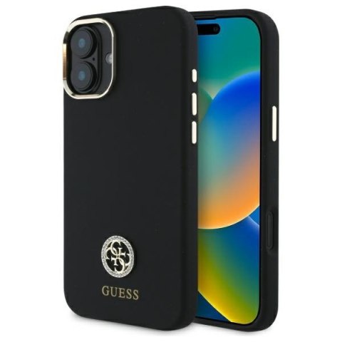 Guess GUHCP16SM4DGPK iPhone 16 6.1" czarny/black hardcase Silicone Logo Strass 4G