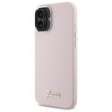 Guess GUHCP16SSMBSLP iPhone 16 6.1" różowy/pink hardcase Silicone Script Metal Logo & Frame