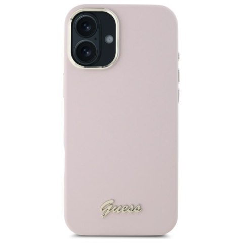 Guess GUHCP16SSMBSLP iPhone 16 6.1" różowy/pink hardcase Silicone Script Metal Logo & Frame