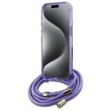 Guess GUHMP16LHCTSGNSU iPhone 16 Pro 6.3" fioletowy/purple hardcase Crossbody Cord Script MagSafe