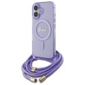 Guess GUHMP16SHCTSGNSU iPhone 16 6.1" fioletowy/purple hardcase Crossbody Cord Script MagSafe