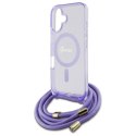 Guess GUHMP16SHCTSGNSU iPhone 16 6.1" fioletowy/purple hardcase Crossbody Cord Script MagSafe