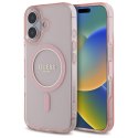 Guess GUHMP16SHFGEREP iPhone 16 6.1" różowy/pink hardcase IML Glitter Circle MagSafe