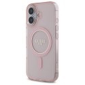 Guess GUHMP16SHFGEREP iPhone 16 6.1" różowy/pink hardcase IML Glitter Circle MagSafe