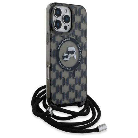 Karl Lagerfeld KLHMP16LHCKCKLCK iPhone 16 Pro 6.3" czarny/black hardcase IML Crossbody Monogram Karl & Choupette Head MagSafe