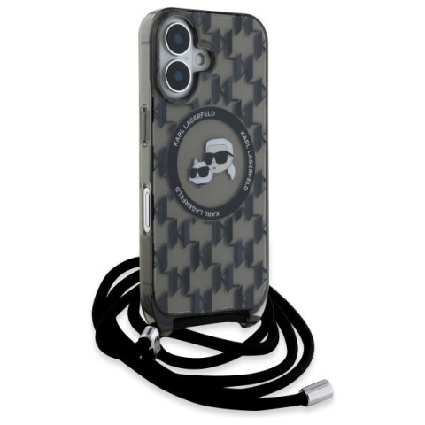 Karl Lagerfeld KLHMP16SHCKCKLCK iPhone 16 6.1" czarny/black hardcase IML Crossbody Monogram Karl & Choupette Head MagSafe