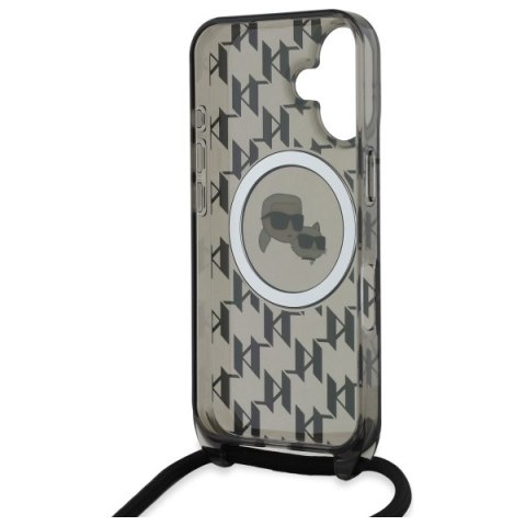 Karl Lagerfeld KLHMP16SHCKCKLCK iPhone 16 6.1" czarny/black hardcase IML Crossbody Monogram Karl & Choupette Head MagSafe