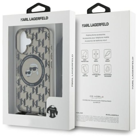 Karl Lagerfeld KLHMP16SHCKCKLCK iPhone 16 6.1" czarny/black hardcase IML Crossbody Monogram Karl & Choupette Head MagSafe