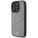 BMW nakładka do iPhone 16 Pro 6,3" BMHMP16L23RDCLG Hardcase Sign Leather Textured and Line MagSafe szara