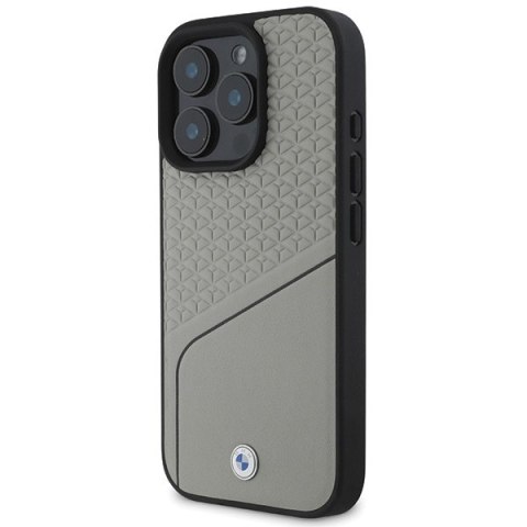 BMW nakładka do iPhone 16 Pro 6,3" BMHMP16L23RDCLG Hardcase Sign Leather Textured and Line MagSafe szara