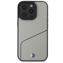 BMW nakładka do iPhone 16 Pro 6,3" BMHMP16L23RDCLG Hardcase Sign Leather Textured and Line MagSafe szara