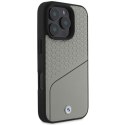 BMW nakładka do iPhone 16 Pro 6,3" BMHMP16L23RDCLG Hardcase Sign Leather Textured and Line MagSafe szara