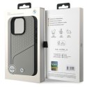 BMW nakładka do iPhone 16 Pro 6,3" BMHMP16L23RDCLG Hardcase Sign Leather Textured and Line MagSafe szara