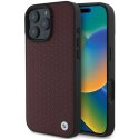 BMW nakładka do iPhone 16 Pro Max 6,9" BMHMP16X23RDDR Hardcase Sign Leather Diamond Metal Logo MagSafe czerwona
