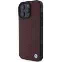 BMW nakładka do iPhone 16 Pro Max 6,9" BMHMP16X23RDDR Hardcase Sign Leather Diamond Metal Logo MagSafe czerwona