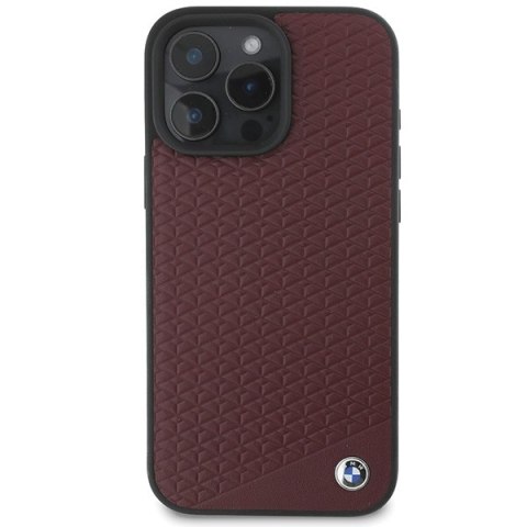 BMW nakładka do iPhone 16 Pro Max 6,9" BMHMP16X23RDDR Hardcase Sign Leather Diamond Metal Logo MagSafe czerwona