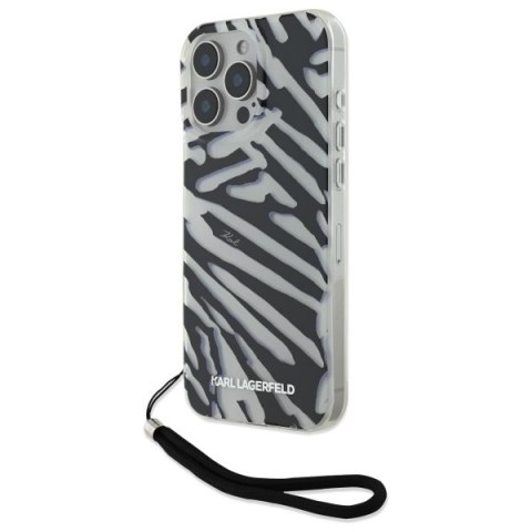 Karl Lagerfeld nakładka do iPhone 16 Pro 6,3" KLHCP16LHZBPKCCK czarna Hardcase IML Zebra Pattern & Cord