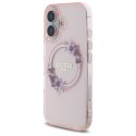 Guess GUHMP16SHFWFCP iPhone 16 6.1" różowy/pink hardcase IML Flowers Wreath MagSafe