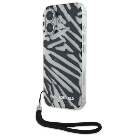 Karl Lagerfeld nakładka do iPhone 16 6,1" KLHCP16SHZBPKCCK czarna Hardcase IML Zebra Pattern & Cord