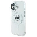 Karl Lagerfeld nakładka do iPhone 16 6,1" KLHMP16SHLSCHH biała Hardcase IML Metal Choupette Head MagSafe