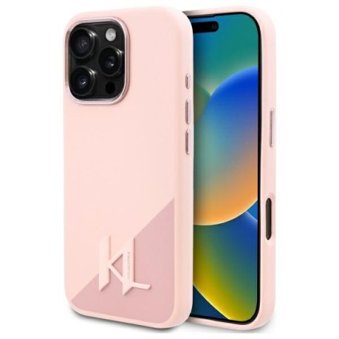 Karl Lagerfeld nakładka do iPhone 16 Pro 6,3" KLHMP16LSCMKMPCP różowa Hardcase Silicone Shadow Metal Initial MagSafe