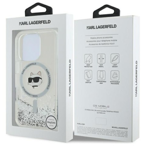 Karl Lagerfeld nakładka do iPhone 16 Pro Max 6,9" KLHMP16XLGCHSGH przezroczysta Hardcase Liquid Glitter Choupette Head MagSafe