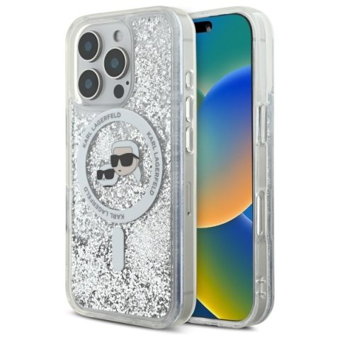 Karl Lagerfeld nakładka do iPhone 16 Pro Max 6,9" KLHMP16XLGKCSGH przezroczysta Hardcase Liquid Glitter Karl&Choupette Head MagS