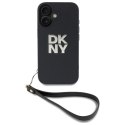 DKNY nakładka HC PU Wrist Strap and Stack Logo do iPhone 16 6,1" czarna