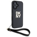 DKNY nakładka HC PU Wrist Strap and Stack Logo do iPhone 16 6,1" czarna