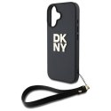 DKNY nakładka HC PU Wrist Strap and Stack Logo do iPhone 16 6,1" czarna