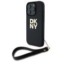 DKNY nakładka HC PU Wrist Strap and Stack Logo do iPhone 16 Pro 6,3" czarna