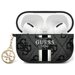 Guess etui PU 4G Printed Stripes Charm do AirPods 1/2 czarne