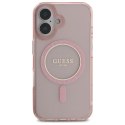 Guess nakładka HC MagSafe IML Glitter Circle do iPhone 16 6,1" różowa