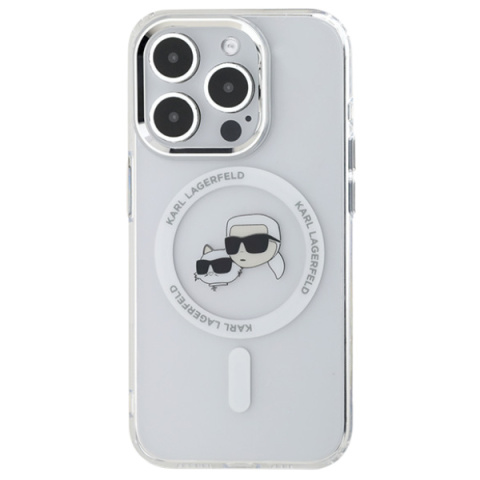 Karl Lagerfeld KLHMP14XHLSKCH iPhone 14 Pro Max 6.7" biały/white hardcase IML Metal Karl&Choupette Head MagSafe