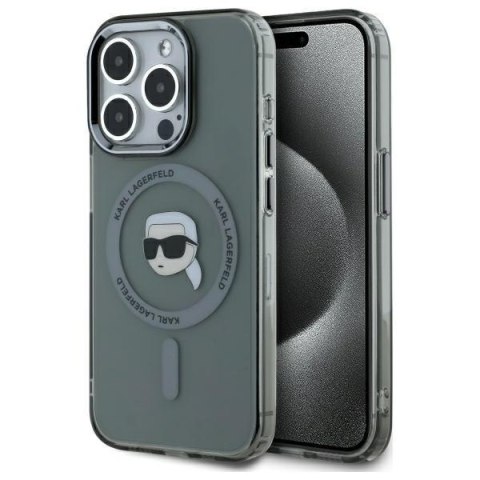 Karl Lagerfeld KLHMP15XHLSKIK iPhone 15 Pro Max 6.7" czarny/black hardcase IML Metal Karl Head MagSafe