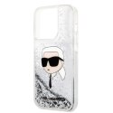 Karl Lagerfeld nakładka do iPhone 14 Pro 6,1" KLHCP14LLNKHCH srebrna hardcase Liquid Glitter NFT Karl's Head