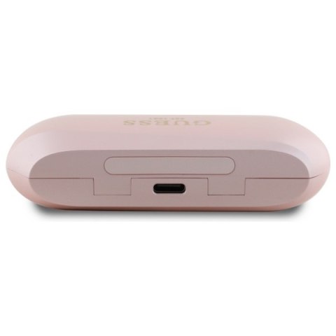 Guess słuchawki Bluetooth GUTWSC2MCDSP TWS + stacja dokująca różowy/pink Elongated Metalic Printed Logo
