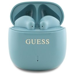 Guess słuchawki Bluetooth GUTWSJ14ESGQ TWS + stacja dokująca turkusowy/turquoise Printed Classic Logo