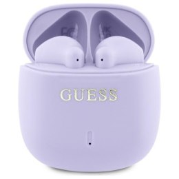 Guess słuchawki Bluetooth GUTWSJ14ESGU TWS + stacja dokująca fioletowy/purple Printed Classic Logo