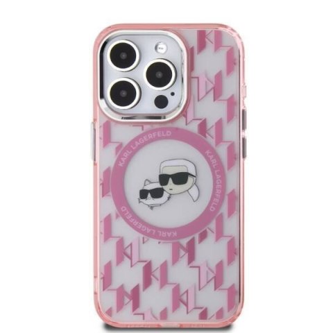 Karl Lagerfeld KLHMP15XHMCKMHP iPhone 15 Pro Max 6.7" różowy/pink IML Monogram Karl&Choupette Head MagSafe