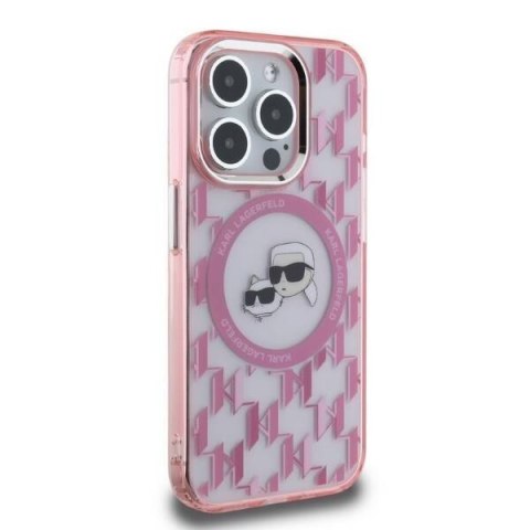 Karl Lagerfeld KLHMP15XHMCKMHP iPhone 15 Pro Max 6.7" różowy/pink IML Monogram Karl&Choupette Head MagSafe