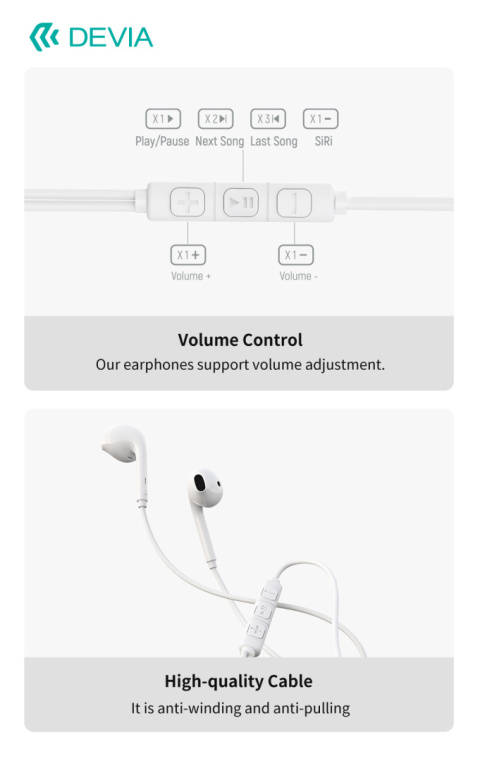 Devia słuchawki przewodowe Kintone A3 Digital USB-C douszne białe