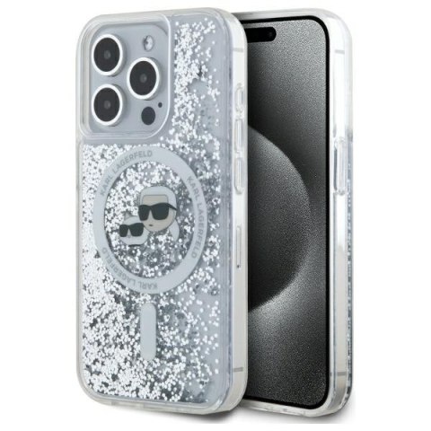 Karl Lagerfeld KLHMP15XLGKCSGH iPhone 15 Pro Max 6.7" hardcase transparent Liquid Glitter Karl&Choupette Head Magsafe