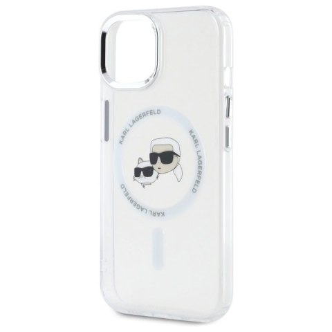 Karl Lagerfeld KLHMP15SHLSKCH iPhone 15 6.1" biały/white hardcase IML Metal Karl&Choupette Head MagSafe